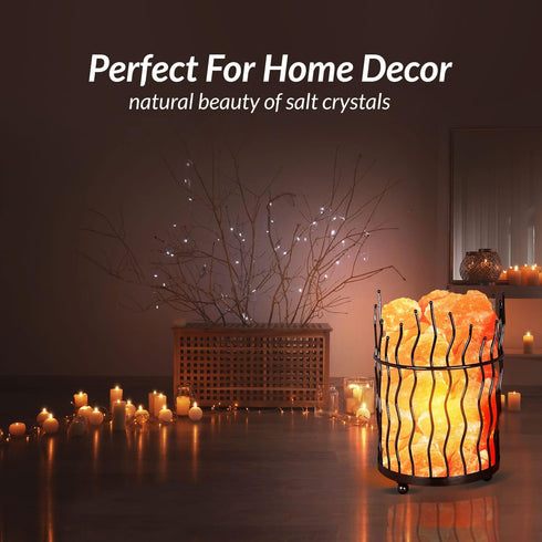 Pillar Style Metal Basket Salt Lamp - 7Lbs | HIMALAYAN GLOW
